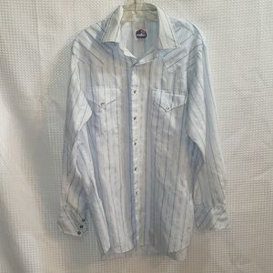 Miller Western Wear Men's Button Down Shirt Size 16.5 Blue Striped Long Sleeve